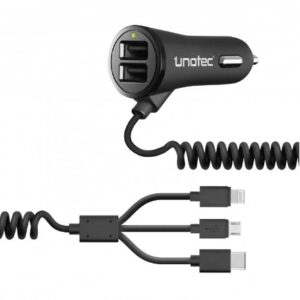 Unotec Cargador de Coche Multiconexion 2x USB Negro
