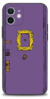 Funda de silicona suave con puerta morada para iPhone FRIENDS