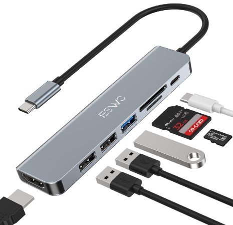 JESWO Hub USB C, 7 en 1 Adaptador USB C con HDMI 4K