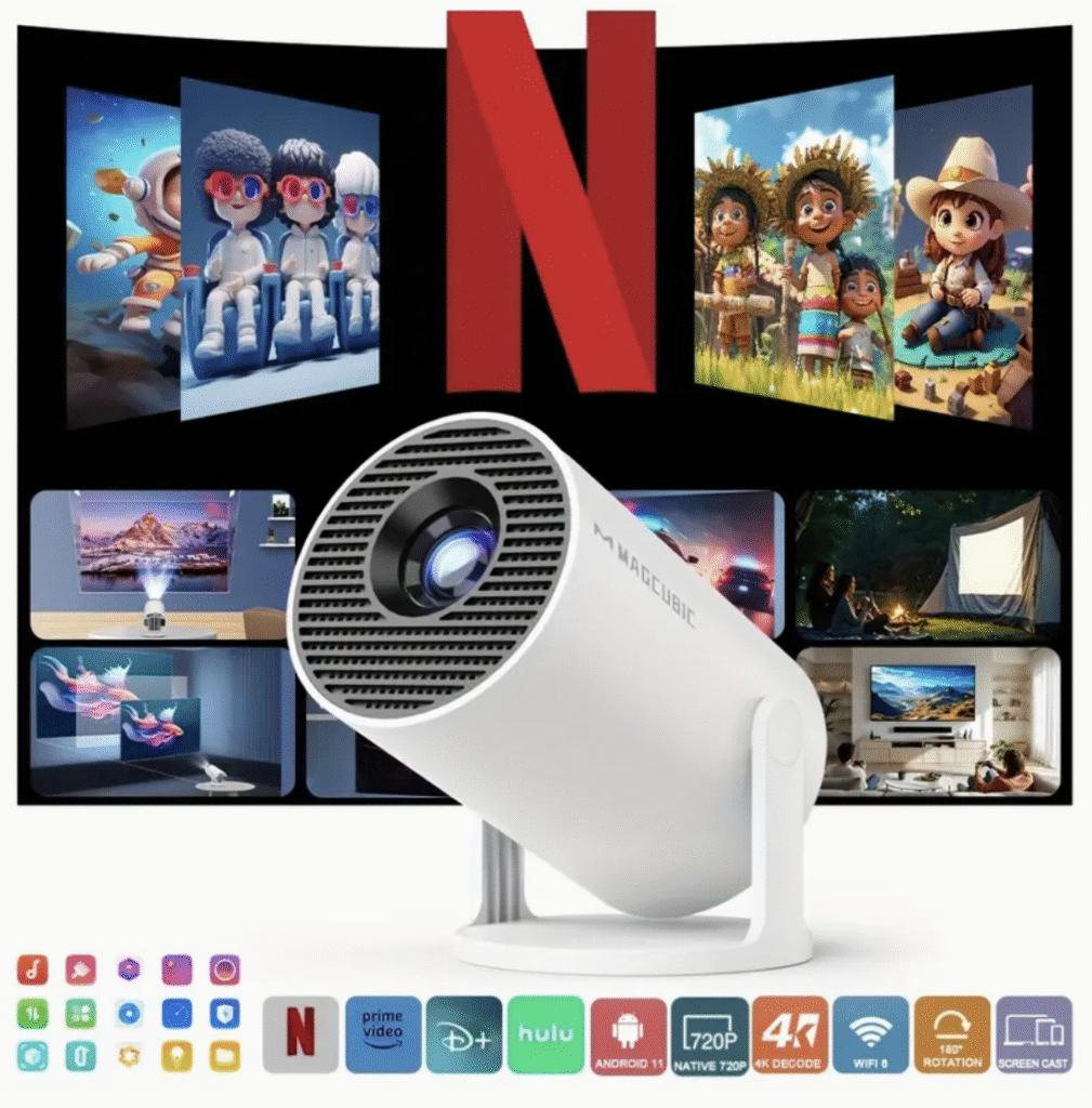 Proyector Magcubic HY300 Pro Android 11.0 Enchufe EU Allwinner H713 Nativo 1280*720P Inalámbrico5.0 Soporta 4K Corrección Automática Mini Proyector