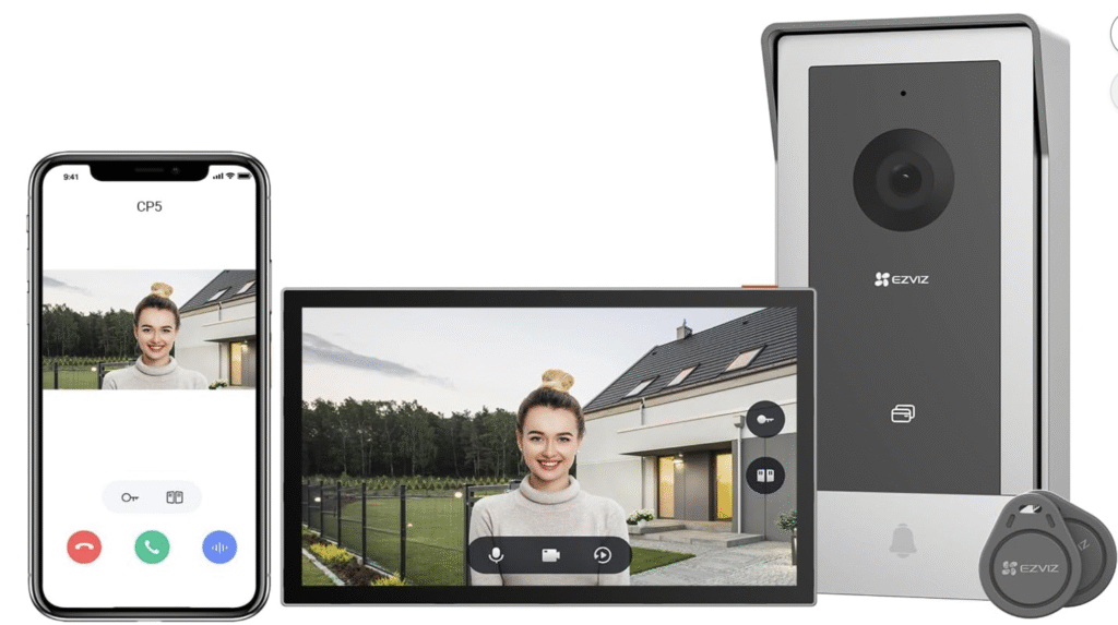 EZVIZ Videoportero WiFi Sistema de Intercomunicación 1080P, 7'' Monitor Táctil a Color,Timbre Video Mirilla 2 Hilos,Desbloqueo en Remoto,Audio Bidireccional,Doble Banda (2,4/5GHz), Diseño Delgado, CP5