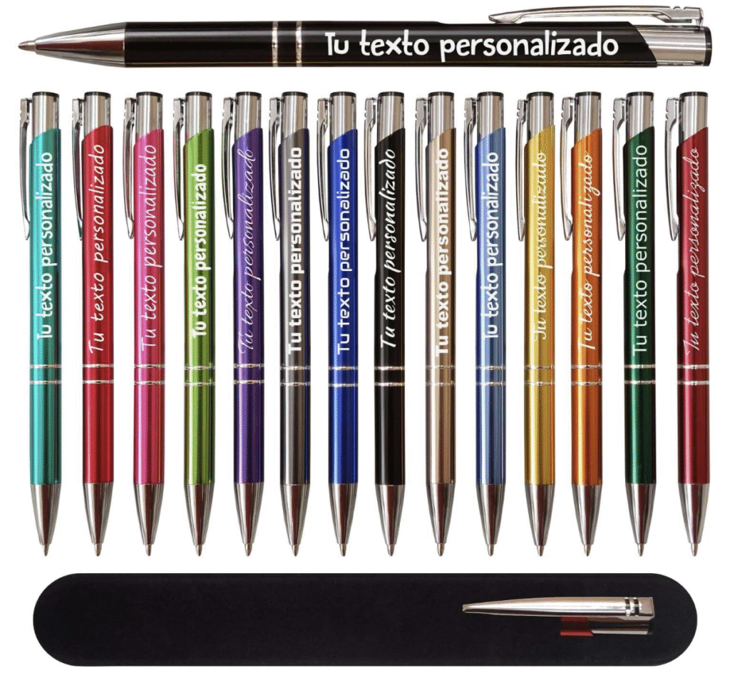 50x Boligrafos metálico personalizados